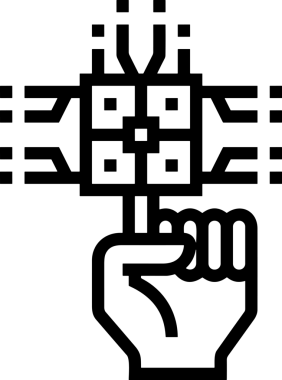 Web, Uygulama, UI / UX, Mobil Arayüz, Akıllı Teknoloji Tasarımı, Dijital Markalaşma, Kullanıcı Etkileşimi Sembolü ve Temiz Tek Renk Biçiminde Modern Grafik Elementi içeren PNG Biçimli El Simgesi Logosu