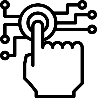 Web, Uygulama, UI / UX, Mobil Arayüz, Akıllı Teknoloji Tasarımı, Dijital Markalaşma, Kullanıcı Etkileşimi Sembolü ve Temiz Tek Renk Biçiminde Modern Grafik Elementi içeren PNG Biçimli El Simgesi Logosu