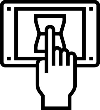 Web, Uygulama, UI / UX, Mobil Arayüz, Akıllı Teknoloji Tasarımı, Dijital Markalaşma, Kullanıcı Etkileşimi Sembolü ve Temiz Tek Renk Biçiminde Modern Grafik Elementi içeren PNG Biçimli El Simgesi Logosu