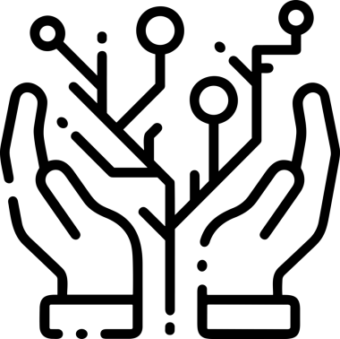 Web, Uygulama, UI / UX, Mobil Arayüz, Akıllı Teknoloji Tasarımı, Dijital Markalaşma, Kullanıcı Etkileşimi Sembolü ve Temiz Tek Renk Biçiminde Modern Grafik Elementi içeren PNG Biçimli El Simgesi Logosu