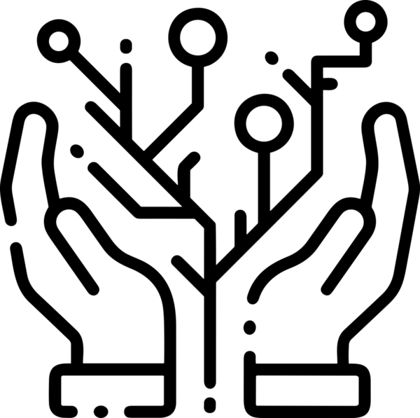 Web, Uygulama, UI / UX, Mobil Arayüz, Akıllı Teknoloji Tasarımı, Dijital Markalaşma, Kullanıcı Etkileşimi Sembolü ve Temiz Tek Renk Biçiminde Modern Grafik Elementi içeren PNG Biçimli El Simgesi Logosu