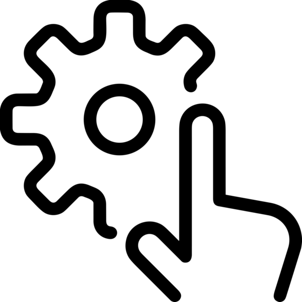 Web, Uygulama, UI / UX, Mobil Arayüz, Akıllı Teknoloji Tasarımı, Dijital Markalaşma, Kullanıcı Etkileşimi Sembolü ve Temiz Tek Renk Biçiminde Modern Grafik Elementi içeren PNG Biçimli El Simgesi Logosu