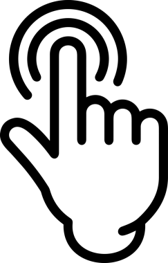 Web, Uygulama, UI / UX, Mobil Arayüz, Akıllı Teknoloji Tasarımı, Dijital Markalaşma, Kullanıcı Etkileşimi Sembolü ve Temiz Tek Renk Biçiminde Modern Grafik Elementi içeren PNG Biçimli El Simgesi Logosu