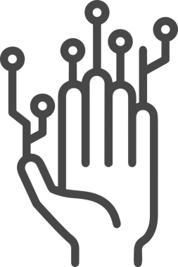 Web, Uygulama, UI / UX, Mobil Arayüz, Akıllı Teknoloji Tasarımı, Dijital Markalaşma, Kullanıcı Etkileşimi Sembolü ve Temiz Tek Renk Biçiminde Modern Grafik Elementi içeren PNG Biçimli El Simgesi Logosu