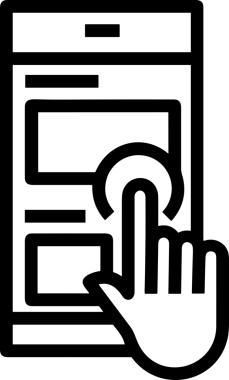 Web, Uygulama, UI / UX, Mobil Arayüz, Akıllı Teknoloji Tasarımı, Dijital Markalaşma, Kullanıcı Etkileşimi Sembolü ve Temiz Tek Renk Biçiminde Modern Grafik Elementi içeren PNG Biçimli El Simgesi Logosu