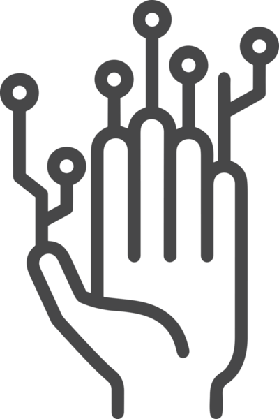 Web, Uygulama, UI / UX, Mobil Arayüz, Akıllı Teknoloji Tasarımı, Dijital Markalaşma, Kullanıcı Etkileşimi Sembolü ve Temiz Tek Renk Biçiminde Modern Grafik Elementi içeren PNG Biçimli El Simgesi Logosu