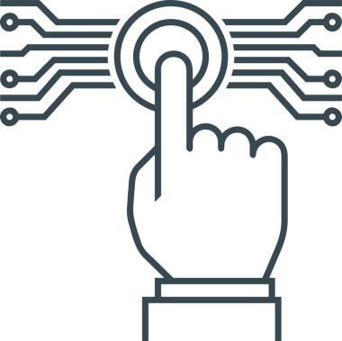Web, Uygulama, UI / UX, Mobil Arayüz, Akıllı Teknoloji Tasarımı, Dijital Markalaşma, Kullanıcı Etkileşimi Sembolü ve Temiz Tek Renk Biçiminde Modern Grafik Elementi içeren PNG Biçimli El Simgesi Logosu