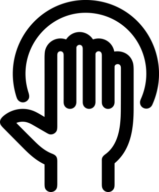 Web, Uygulama, UI / UX, Mobil Arayüz, Akıllı Teknoloji Tasarımı, Dijital Markalaşma, Kullanıcı Etkileşimi Sembolü ve Temiz Tek Renk Biçiminde Modern Grafik Elementi içeren PNG Biçimli El Simgesi Logosu