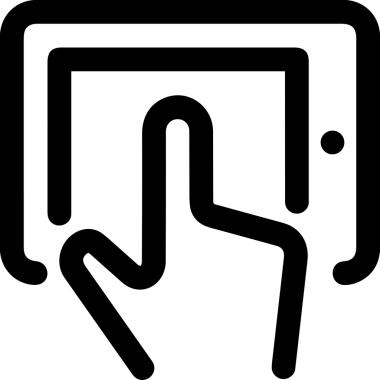 Web, Uygulama, UI / UX, Mobil Arayüz, Akıllı Teknoloji Tasarımı, Dijital Markalaşma, Kullanıcı Etkileşimi Sembolü ve Temiz Tek Renk Biçiminde Modern Grafik Elementi içeren PNG Biçimli El Simgesi Logosu