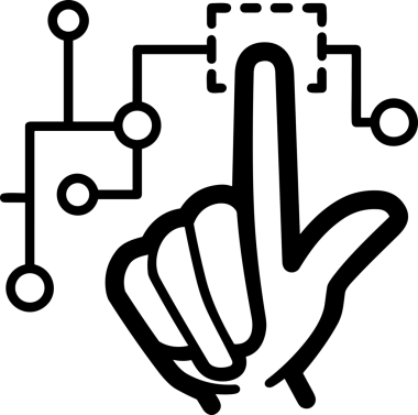 Web, Uygulama, UI / UX, Mobil Arayüz, Akıllı Teknoloji Tasarımı, Dijital Markalaşma, Kullanıcı Etkileşimi Sembolü ve Temiz Tek Renk Biçiminde Modern Grafik Elementi içeren PNG Biçimli El Simgesi Logosu