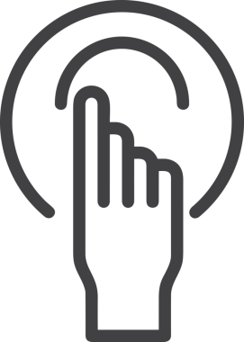 Web, Uygulama, UI / UX, Mobil Arayüz, Akıllı Teknoloji Tasarımı, Dijital Markalaşma, Kullanıcı Etkileşimi Sembolü ve Temiz Tek Renk Biçiminde Modern Grafik Elementi içeren PNG Biçimli El Simgesi Logosu