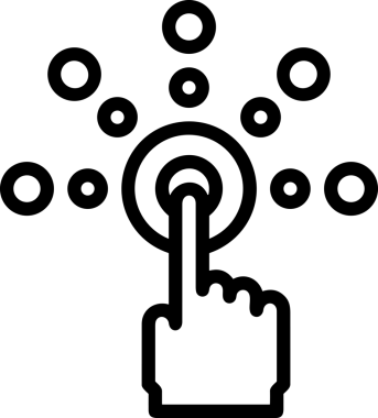 Web, Uygulama, UI / UX, Mobil Arayüz, Akıllı Teknoloji Tasarımı, Dijital Markalaşma, Kullanıcı Etkileşimi Sembolü ve Temiz Tek Renk Biçiminde Modern Grafik Elementi içeren PNG Biçimli El Simgesi Logosu