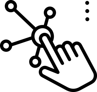 Web, Uygulama, UI / UX, Mobil Arayüz, Akıllı Teknoloji Tasarımı, Dijital Markalaşma, Kullanıcı Etkileşimi Sembolü ve Temiz Tek Renk Biçiminde Modern Grafik Elementi içeren PNG Biçimli El Simgesi Logosu