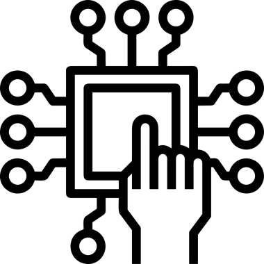 Web, Uygulama, UI / UX, Mobil Arayüz, Akıllı Teknoloji Tasarımı, Dijital Markalaşma, Kullanıcı Etkileşimi Sembolü ve Temiz Tek Renk Biçiminde Modern Grafik Elementi içeren PNG Biçimli El Simgesi Logosu