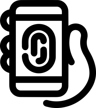 Web, Uygulama, UI / UX, Mobil Arayüz, Akıllı Teknoloji Tasarımı, Dijital Markalaşma, Kullanıcı Etkileşimi Sembolü ve Temiz Tek Renk Biçiminde Modern Grafik Elementi içeren PNG Biçimli El Simgesi Logosu