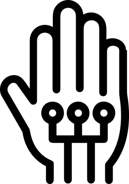 Web, Uygulama, UI / UX, Mobil Arayüz, Akıllı Teknoloji Tasarımı, Dijital Markalaşma, Kullanıcı Etkileşimi Sembolü ve Temiz Tek Renk Biçiminde Modern Grafik Elementi içeren PNG Biçimli El Simgesi Logosu