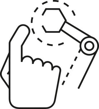 Web, Uygulama, UI / UX, Mobil Arayüz, Akıllı Teknoloji Tasarımı, Dijital Markalaşma, Kullanıcı Etkileşimi Sembolü ve Temiz Tek Renk Biçiminde Modern Grafik Elementi içeren PNG Biçimli El Simgesi Logosu