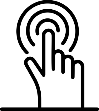 Web, Uygulama, UI / UX, Mobil Arayüz, Akıllı Teknoloji Tasarımı, Dijital Markalaşma, Kullanıcı Etkileşimi Sembolü ve Temiz Tek Renk Biçiminde Modern Grafik Elementi içeren PNG Biçimli El Simgesi Logosu