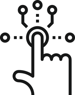 Web, Uygulama, UI / UX, Mobil Arayüz, Akıllı Teknoloji Tasarımı, Dijital Markalaşma, Kullanıcı Etkileşimi Sembolü ve Temiz Tek Renk Biçiminde Modern Grafik Elementi içeren PNG Biçimli El Simgesi Logosu