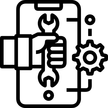 Web, Uygulama, UI / UX, Mobil Arayüz, Akıllı Teknoloji Tasarımı, Dijital Markalaşma, Kullanıcı Etkileşimi Sembolü ve Temiz Tek Renk Biçiminde Modern Grafik Elementi içeren PNG Biçimli El Simgesi Logosu