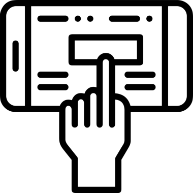 Web, Uygulama, UI / UX, Mobil Arayüz, Akıllı Teknoloji Tasarımı, Dijital Markalaşma, Kullanıcı Etkileşimi Sembolü ve Temiz Tek Renk Biçiminde Modern Grafik Elementi içeren PNG Biçimli El Simgesi Logosu