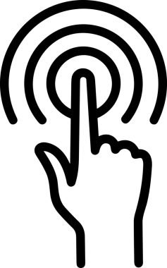 Web, Uygulama, UI / UX, Mobil Arayüz, Akıllı Teknoloji Tasarımı, Dijital Markalaşma, Kullanıcı Etkileşimi Sembolü ve Temiz Tek Renk Biçiminde Modern Grafik Elementi içeren PNG Biçimli El Simgesi Logosu