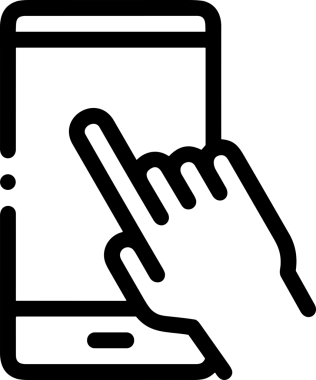 Web, Uygulama, UI / UX, Mobil Arayüz, Akıllı Teknoloji Tasarımı, Dijital Markalaşma, Kullanıcı Etkileşimi Sembolü ve Temiz Tek Renk Biçiminde Modern Grafik Elementi içeren PNG Biçimli El Simgesi Logosu