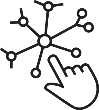 Web, Uygulama, UI / UX, Mobil Arayüz, Akıllı Teknoloji Tasarımı, Dijital Markalaşma, Kullanıcı Etkileşimi Sembolü ve Temiz Tek Renk Biçiminde Modern Grafik Elementi içeren PNG Biçimli El Simgesi Logosu