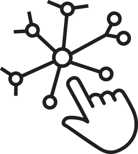 Web, Uygulama, UI / UX, Mobil Arayüz, Akıllı Teknoloji Tasarımı, Dijital Markalaşma, Kullanıcı Etkileşimi Sembolü ve Temiz Tek Renk Biçiminde Modern Grafik Elementi içeren PNG Biçimli El Simgesi Logosu