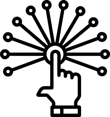 Web, Uygulama, UI / UX, Mobil Arayüz, Akıllı Teknoloji Tasarımı, Dijital Markalaşma, Kullanıcı Etkileşimi Sembolü ve Temiz Tek Renk Biçiminde Modern Grafik Elementi içeren PNG Biçimli El Simgesi Logosu