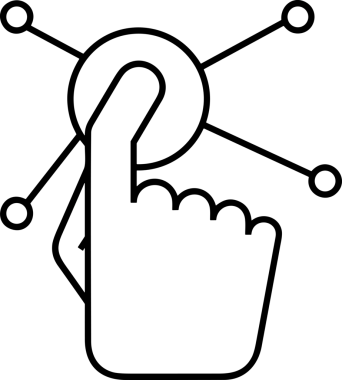 Web, Uygulama, UI / UX, Mobil Arayüz, Akıllı Teknoloji Tasarımı, Dijital Markalaşma, Kullanıcı Etkileşimi Sembolü ve Temiz Tek Renk Biçiminde Modern Grafik Elementi içeren PNG Biçimli El Simgesi Logosu