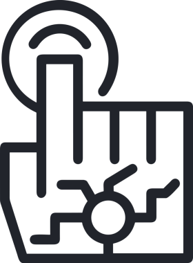 Web, Uygulama, UI / UX, Mobil Arayüz, Akıllı Teknoloji Tasarımı, Dijital Markalaşma, Kullanıcı Etkileşimi Sembolü ve Temiz Tek Renk Biçiminde Modern Grafik Elementi içeren PNG Biçimli El Simgesi Logosu