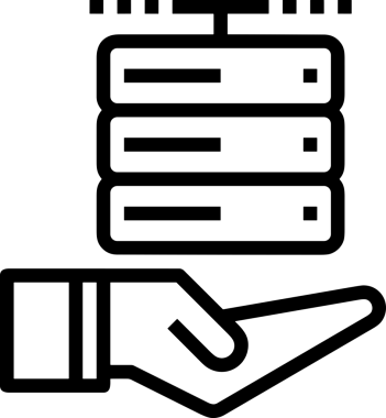Uygulama UI, Web Tasarımı, Bulut ve Veri Yönetimi Kullanımı için Depolama Simgesi Siyah ve Beyaz PNG