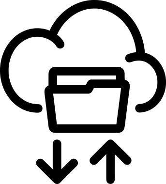 Uygulama UI, Web Tasarımı, Bulut ve Veri Yönetimi Kullanımı için Depolama Simgesi Siyah ve Beyaz PNG