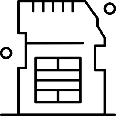 Uygulama UI, Web Tasarımı, Bulut ve Veri Yönetimi Kullanımı için Depolama Simgesi Siyah ve Beyaz PNG