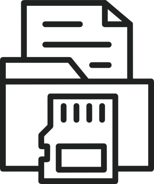 Uygulama UI, Web Tasarımı, Bulut ve Veri Yönetimi Kullanımı için Depolama Simgesi Siyah ve Beyaz PNG