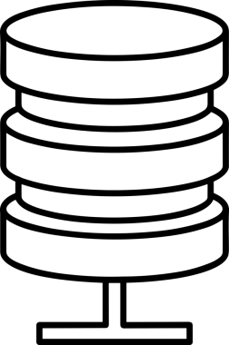 Uygulama UI, Web Tasarımı, Bulut ve Veri Yönetimi Kullanımı için Depolama Simgesi Siyah ve Beyaz PNG