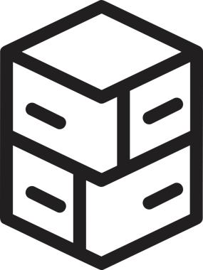 Uygulama UI, Web Tasarımı, Bulut ve Veri Yönetimi Kullanımı için Depolama Simgesi Siyah ve Beyaz PNG