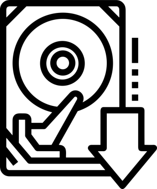 Uygulama UI, Web Tasarımı, Bulut ve Veri Yönetimi Kullanımı için Depolama Simgesi Siyah ve Beyaz PNG