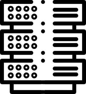 Uygulama UI, Web Tasarımı, Bulut ve Veri Yönetimi Kullanımı için Depolama Simgesi Siyah ve Beyaz PNG