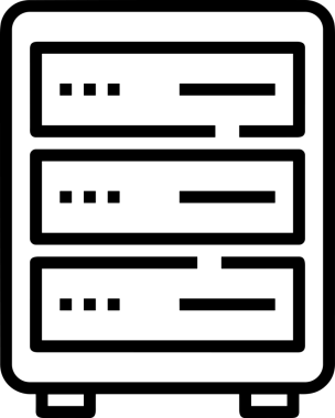 Uygulama UI, Web Tasarımı, Bulut ve Veri Yönetimi Kullanımı için Depolama Simgesi Siyah ve Beyaz PNG
