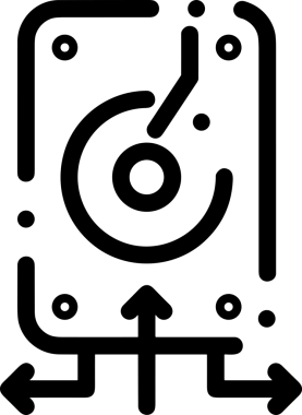 Uygulama UI, Web Tasarımı, Bulut ve Veri Yönetimi Kullanımı için Depolama Simgesi Siyah ve Beyaz PNG
