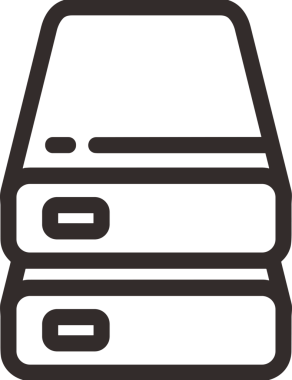 Uygulama UI, Web Tasarımı, Bulut ve Veri Yönetimi Kullanımı için Depolama Simgesi Siyah ve Beyaz PNG