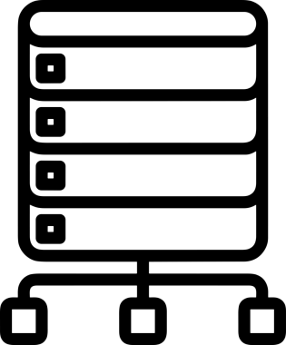 Uygulama UI, Web Tasarımı, Bulut ve Veri Yönetimi Kullanımı için Depolama Simgesi Siyah ve Beyaz PNG