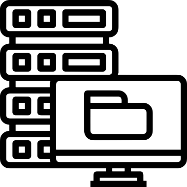 Uygulama UI, Web Tasarımı, Bulut ve Veri Yönetimi Kullanımı için Depolama Simgesi Siyah ve Beyaz PNG