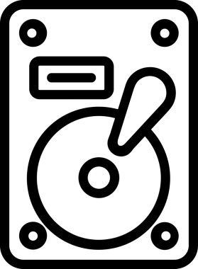 Uygulama UI, Web Tasarımı, Bulut ve Veri Yönetimi Kullanımı için Depolama Simgesi Siyah ve Beyaz PNG