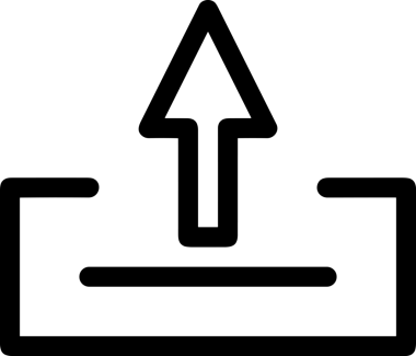 Siyah ve Beyaz Logo Simgesi PNG Biçimini Yükle. Web Sitesi Düğmesi, Mobil Uygulama Arayüzü, Dosya Aktarımı, Belge Paylaşımı, Bulut Depolama ve Veri Yedekleme için Minimalist Düz Tasarımlı Tek Renkli Ok Gönderme İşareti Grafiksel Elemanı