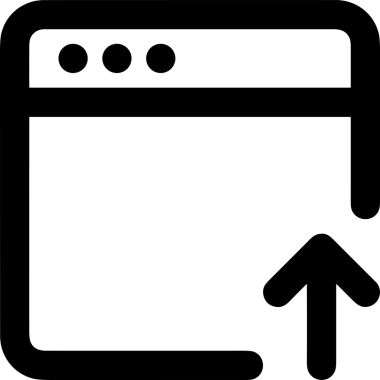 Siyah ve Beyaz Logo Simgesi PNG Biçimini Yükle. Web Sitesi Düğmesi, Mobil Uygulama Arayüzü, Dosya Aktarımı, Belge Paylaşımı, Bulut Depolama ve Veri Yedekleme için Minimalist Düz Tasarımlı Tek Renkli Ok Gönderme İşareti Grafiksel Elemanı