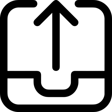 Siyah ve Beyaz Logo Simgesi PNG Biçimini Yükle. Web Sitesi Düğmesi, Mobil Uygulama Arayüzü, Dosya Aktarımı, Belge Paylaşımı, Bulut Depolama ve Veri Yedekleme için Minimalist Düz Tasarımlı Tek Renkli Ok Gönderme İşareti Grafiksel Elemanı