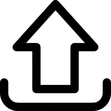 Siyah ve Beyaz Logo Simgesi PNG Biçimini Yükle. Web Sitesi Düğmesi, Mobil Uygulama Arayüzü, Dosya Aktarımı, Belge Paylaşımı, Bulut Depolama ve Veri Yedekleme için Minimalist Düz Tasarımlı Tek Renkli Ok Gönderme İşareti Grafiksel Elemanı